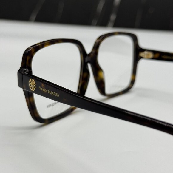 NEW ALEXANDER MCQUEEN EYEGLASSES, AM0286O 002 HAVANA SQUARE EYEWEAR - Picture 6 of 9
